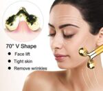 2-IN-1 Anti Aging Antifalten Gesichtsmassagegerät, Beheizte Sonic Massagegerät Augenmassagegerät,Anionen Wiederaufladbare Galvanic Zauberstab für Dark Circles – Bild 7