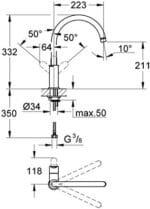 GROHE BauEdge - Einhand-Spültischbetterie (Einlochmontage, Einlochmontage, 360° schwenkbar) – Bild 2