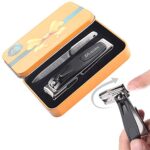 Nagelknipser, Nagelfeile, 360°Degree Drehkopf Nagelknipser, Edelstahl Scharfe Pediküre, Grosser Nagelknipser Drehkopf für dicke Nägel, Metall Dose Für Geeignet Für Geschenke