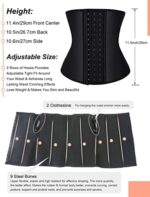 FeelinGirl Damen Korsage mit 9 Stahlknochen Korsett Shapewear Waist Cincher Latex Taillenmieder Unterbrust Cincher Shaper Body Bauchweg Corsage mit 3 oder 4 Reihen Haken – Bild 2