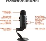 Blue Yeti USB-Mikrofon für Streaming, Gaming & Podcasting – Plug & Play – Schwarz – Bild 6