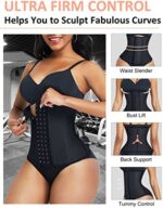 FeelinGirl Damen Korsage mit 9 Stahlknochen Korsett Shapewear Waist Cincher Latex Taillenmieder Unterbrust Cincher Shaper Body Bauchweg Corsage mit 3 oder 4 Reihen Haken – Bild 5