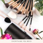 Niré Beauty Make up Pinselset, 15 teilig: preisgekrönte vegane Profi Pinsel mit Etui, Niré make up schwamm, Pinselreiniger, Guide & Geschenkschachtel – Bild 3