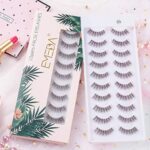 3D Falsche Wimpern 10 paare, fake lashes natürliche 3D kurze Wimpern handgefertigte transparente stiel künstliche Wimpern für das tägliche Make up von EMEDA – Bild 5