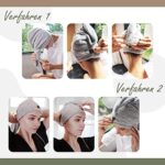myHomeBody Haartuch-Wickel | Luxuriöser Anti-Frizz-Schnelltrocken-Turban | Ultraweiche und schnell trocknende, saugfähige Kohlefaser, mit Kokosnuss-Schalenknopf – Bild 4