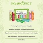 Sky Organics Bio Lippenbalsam - USDA-Zertifizierter Bio Lippenpflegestift - 6 Verschiedene Geschmacksrichtungen - Feuchtigkeitsspendende Lippenpflege für Trockene Lippen Beruhigt & Pflegt - 4-er Pack – Bild 4