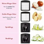 Gemüseschneider Obstschneider Mutischneider - Food Chopper Slicer Dicer Vegetable Cutter | Zwiebelschneider Manuell mit Edelstahl Klinge – Bild 2