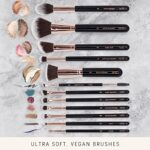 Niré Beauty Make up Pinselset, 15 teilig: preisgekrönte vegane Profi Pinsel mit Etui, Niré make up schwamm, Pinselreiniger, Guide & Geschenkschachtel – Bild 2