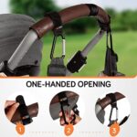 Baby Uma, Kinderwagen Haken für Wickeltaschen, Kinderwagenhaken Taschenhaken, Anhänger für Kinderwagen, Karabinerhaken für Handtaschen, Universale Passform, 2er Packung – Bild 4