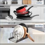 Toplife Doppelseitiger Pfannenhalter, Deckelhalter, Schublade für Topfdeckel, Teller, Schneidebretter und Pfannen – Bild 3