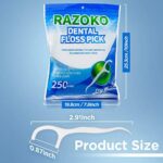 Razoko, Zahnseide Picks High Pull Zahnstocher Sticks, professionelle Clean Floss Picks, nicht aromatisierte Einweg Flosser Nachfüllpackung – Bild 2