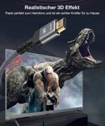 4K Kurzes HDMI Kabel, Snowkids HDMI Kabel 4K60Hz Nylon Geflecht, Vergoldete Anschlüsse mit Ethernet, Audio Rückkanal, Kompatibel mit 2160p, 1080p, 3D Grau – Bild 3