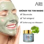 ANAiRUi Kurkuma Gesichtsmaske - Grüner Tee Ton Maske - Totes Meer Mineralien Schlamm Maske, Spa Gesichtsmasken Set zur Tiefenreinigung, Entgiftung und Reduzierung von Akne und Mitesser, 210 g – Bild 5