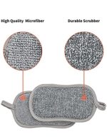 Spülschwamm Topfreiniger Küchenschwamm Waschbar zum wiederverwenden 6er Set,10x8 cm mit Mikrofaser, mit 2 leistungsstarke Seiten,Für Gründliche Reinigung bei hartnäckigem Schmutz. – Bild 2