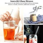 Annvchi Glas Strohhalme Wiederverwendbar - 6 Gerade Glasstrohhalme und 6 Gebogene Glasstrohhalme 21,5 cm, Trinkhalme Glas mit 4 Reinigungsbürsten – Bild 5