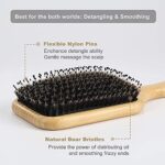 BESTOOL Haarbürste, Wildschweinborsten Haarbürste mit Nylonstiften, Professionelle Bambus Paddel Bürste zur Haarentwirrung und Detangling, Verbesserung der Haartextur – Bild 2