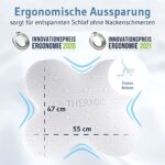 Seitenschläferkissen ACAMAR, Innovationspreis Ergonomie 2025, Orthopädisches Nacken-Kissen gegen Nackenschmerzen, Viscoelastischer & ergonomischer Memory-Foam, Kopfkissen mit Thermo-Bezug – Bild 4