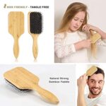 BESTOOL Haarbürste, Wildschweinborsten Haarbürste mit Nylonstiften, Professionelle Bambus Paddel Bürste zur Haarentwirrung und Detangling, Verbesserung der Haartextur – Bild 5