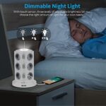 BEVA 12 Fach & 8 Fach, Mehrfachsteckdose mit 3 USB Steckdosenleiste mit Dimmbarem Nachtlicht Steckdosenturm (2500W/10A) Multi Steckdosen Steckerleiste, Überspannungsschutz – Bild 5