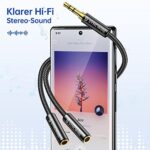 Syncwire Audio Y Splitter Kabel. 23cm Audio Splitter, 3,5mm Male auf 2X Female Nylon Kopfhörer Doppelstecker für Apple, Samsung, Smartphone, Kopfhörer, Lautsprecher, Mikrofon & Mehr – Bild 2