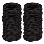 TIYUPA, Packung mit 100 Haargummis, schwarze Haargummis für Mädchen, kein Metall, kleine elastische Haarbänder, Pferdeschwanzhalter, Haarschmuck, dünne Haarbänder für Mädchen, Männer, Frauen