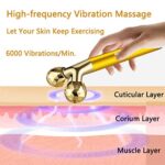 2-IN-1 Anti Aging Antifalten Gesichtsmassagegerät, Beheizte Sonic Massagegerät Augenmassagegerät,Anionen Wiederaufladbare Galvanic Zauberstab für Dark Circles – Bild 2