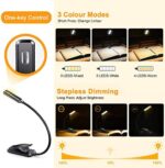 Gritin Leselampe Buch Klemme, Buchlampe mit 9 LEDs, 3 Farbtemperatur Modi, Stufenlose Helligkeit Klemmlampe, USB Wiederaufladbare Klemmleuchte, 360° Flexibel für Nachtlesen ins Bett, beim Reisen usw. – Bild 3