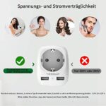 TESSAN Reiseadapter USA Adapter Amerika Deutschland Stecker mit 2 USB 2.4A, Steckdosenadapter Reisestecker Stromadapter für Kanada Thailand Mexiko Wand Ladegerät Ladestation, Adapter USA Steckdose – Bild 5