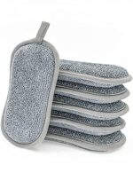 Spülschwamm Topfreiniger Küchenschwamm Waschbar zum wiederverwenden 6er Set,10x8 cm mit Mikrofaser, mit 2 leistungsstarke Seiten,Für Gründliche Reinigung bei hartnäckigem Schmutz.