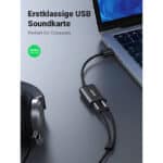 UGREEN Externe USB Soundkarte Klinke USB Adapter für Computer, PS5, PS4, USB Audio Stereo Adapter External Sound Card (Schwarz) – Bild 4
