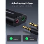 UGREEN Externe USB Soundkarte Klinke USB Adapter für Computer, PS5, PS4, USB Audio Stereo Adapter External Sound Card (Schwarz) – Bild 6