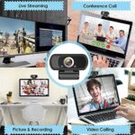 Webcam HD 1080p Webkamera, USB PC Computer Webcam mit Mikrofon, Laptop Desktop Full HD Kamera Video Webcam 110-Grad-Breitbild, Pro Streaming Webcam zum Aufzeichnen, Anrufen, Konferenzen, Spielen – Bild 7