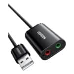 UGREEN Externe USB Soundkarte Klinke USB Adapter für Computer, PS5, PS4, USB Audio Stereo Adapter External Sound Card (Schwarz)