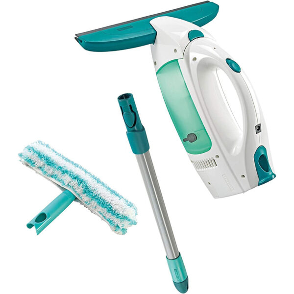 Leifheit Fenstersauger Set Dry and Clean mit 28 cm Saugdüse für 360° streifenfreie Reinigung, Fensterreiniger verwendbar bis zu 38 min, Fensterputzer mit Stand-by-Automatik und Click-System