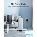 Steckdosenleiste mit Schalter, Sameriver 12 Fach Mehrfachsteckdose mit 3 USB A+1 USB C, Steckdosenleiste Steckerleiste mit 5M Verlängerungskabel, Steckdosenturm Überspannungsschutz für Zuhause,Büro – Bild 2