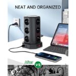 Steckdosenleiste mit Schalter, Sameriver 12 Fach Mehrfachsteckdose mit 3 USB A+1 USB C, Steckdosenleiste Steckerleiste mit 5M Verlängerungskabel, Steckdosenturm Überspannungsschutz für Zuhause,Büro – Bild 5