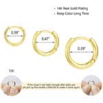 Creolen Ohrringe, 3Paar Ohrringe Damen Männer Klein Ohrringe Creolen Set Hypoallergen Schlafen Kreolen 14K Schmuck – Bild 2