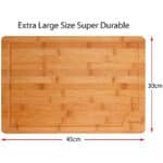 Premium Schneidebrett aus Bio Bambus von Harcas. XL-Schneidebrett 45cm x 30cm x 2cm. Ideal für Fleisch, Gemüse und Käse. Professionell, langlebig und widerstandsfähig. Mit Saftrille – Bild 6
