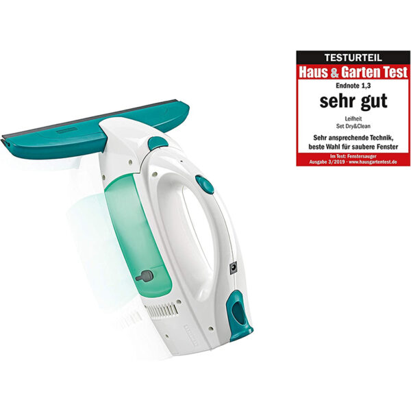 Leifheit Fenstersauger Set Dry and Clean mit 28 cm Saugdüse für 360° streifenfreie Reinigung, Fensterreiniger verwendbar bis zu 38 min, Fensterputzer mit Stand-by-Automatik und Click-System