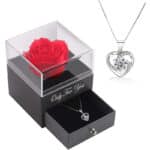 Handgefertigte konservierte Rosen schmuck-Geschenk Box mit Splitter Halskette für sie, Rosen Geschenke für Frauen für Valentinstag, Muttertag, Jahrestag, Geburtstag für Mutter, Schwester, Ehefrau