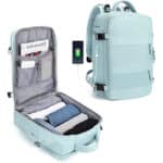 SZLX Grosser Reiserucksack Damen, Handgepäck Rucksack,Wanderrucksack Wasserdichter Outdoor-Sportrucksack Lässiger Tagesrucksack Schultasche Fit 14 Zoll Laptop mit USB-Ladeanschluss Schuhfach
