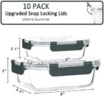 MCIRCO Glas Frischhaltedosen Set für Lebensmittel, 20 Teile (10 Behälter, 10 Transparente Deckel) Spülmaschinen, Mikrowellen & Gefrierschrankfreundlich, Auslaufsicher, BPA-frei… – Bild 2