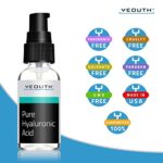 Reines Hyaluronsäure Serum für das Gesicht, Feuchtigkeitsspendendes Serum Gegen Falten, Trockene, Matte Haut & Dunkle Flecken, Anti-Aging-Pflege für Männer &Frauen, alle Hauttypen von YEOUTH – Bild 8
