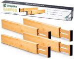 Utoplike Schubladentrenner Verstellbar Bambus, Schubladenorganizer Küche, gefedert, Küche, Kommode, Badezimmer, Schlafzimmer, Babyschublade, Schreibtisch (4er-Pack) Ordnungssystem – Bild 2