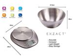 EXZACT Digitale Küchenwaage Edelstahl, Elektronische Kochwaage mit Abnehmbarer Schüssel zum Backen und Kochen, Tara-Funktion, Max 5 kgs, küchenwaage mit schüssel – Bild 3