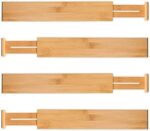 Utoplike Schubladentrenner Verstellbar Bambus, Schubladenorganizer Küche, gefedert, Küche, Kommode, Badezimmer, Schlafzimmer, Babyschublade, Schreibtisch (4er-Pack) Ordnungssystem – Bild 5