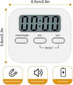 NIAGUOJI Küchentimer mit grossem LCD-Display, digitaler Küchentimer zum Kochen, magnetische Stoppuhr, Timer mit lautem Wecker, Eieruhr, weiss – Bild 2