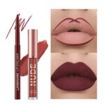 6 matte Lippenstifte mit 6 Liplinern, haltbarer Lipgloss, langanhaltende, antihaftbeschichtete Tasse, verblasst nicht, wasserdicht, hochpigmentierter Samt, Lipgloss-Set, Schönheitskosmetik(12 Stück) – Bild 3