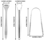 Zungenreiniger Schaber, BOENFU 3er Pack Edelstahl Metall Zungenschaber, aus Edelstahl gegen Mundgeruch und für Frischer Atem mit Etui für Mundpflege 3 Stück – Bild 2