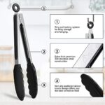 HOTEC Premium Edelstahl Küchen zangen mit Silikon Spitzen Grillzange zangen Set of 2–23 cm und 30,5 cm – Bild 4